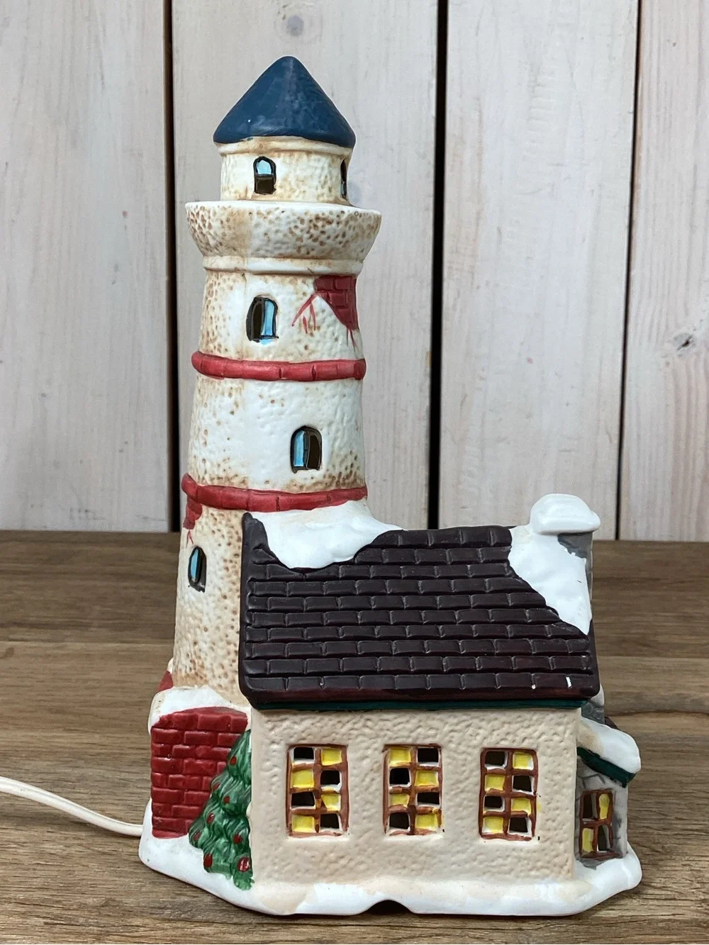Ceramic Lighted Holiday Lighthouse Christmas